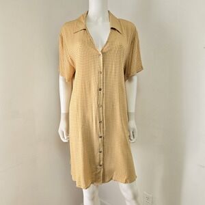 LA Relaxed Rue Dress Shirtdress Size XL Whole Foods Button Down Gingham NWT